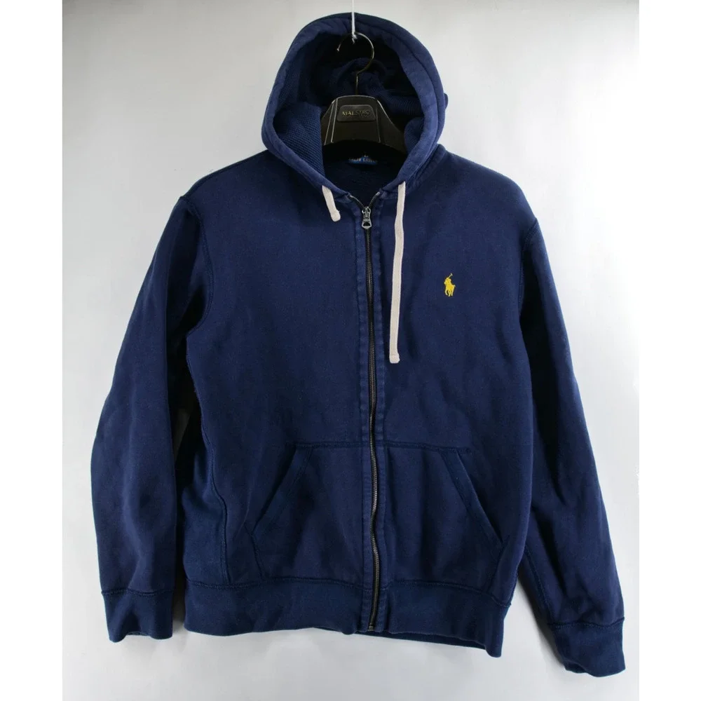 Polo Ralph Lauren Adult Large Waffle Thermal Pullover Hoodie Mens Dark Blue - Picture 1 of 9